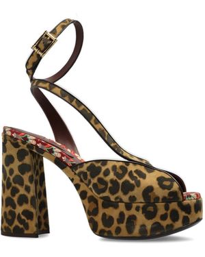 Etro Plateau-Sandalen Aus Wildleder Mit Tiermotiv - Braun