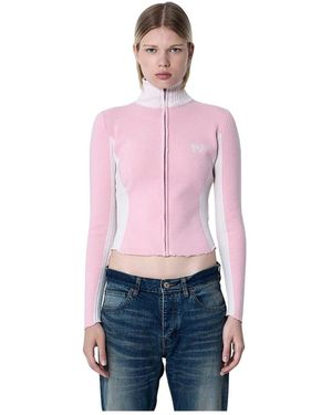 Balenciaga Logo Woll Zip-Up Hoodie Sweatshirt - Pink