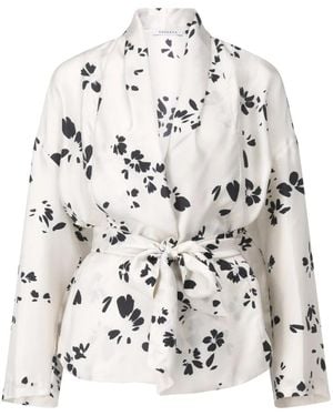 ROSSO35 Seidenjacke Mit Blumendesign - Weiß