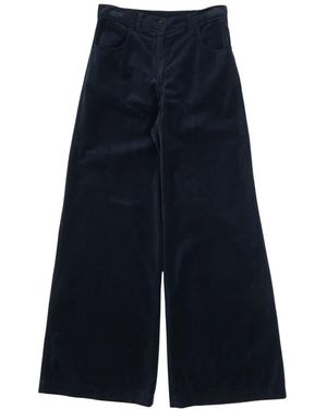 Aspesi Broeken ,Blauw ,Katoen Wijde Broek Van Glad Fluweel