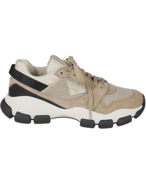 Prada Schoenen ,Suède Sneakers Van Mesh En Suède - Grijs