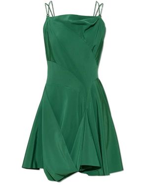 AllSaints Kleedjes ,Groen ,Polyester Claire Asymmetrische Mini Jurk Met Draping