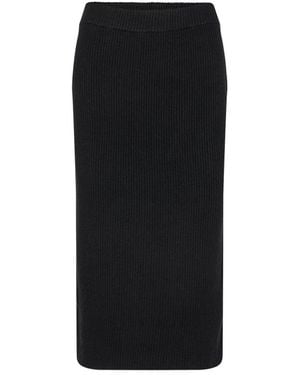 Soya Concept Moderne Gerippter Midi Rock Schwarz