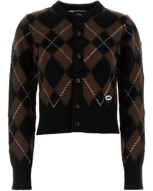 Ami Paris Geborduurd Argyle Wol Vest - Zwart