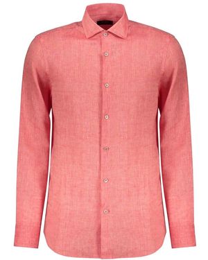 Moorer Overhemden ,Rood ,Linnen Licht Elegant Shirt - Roze