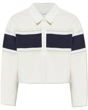 RE/DONE Tops ,Wit ,Katoen Cut Off Rugby Polo - Blauw