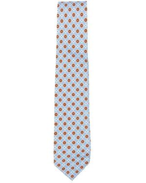 Barba Napoli Floral Pattern Punt Stropdas - Blauw