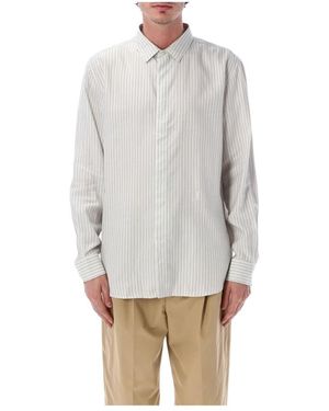 Saint Laurent Overhemden ,Wit ,Cassandre Gestreept Shirt - Grijs
