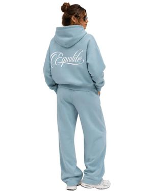 Equalite Hoodies & Sweatvesten ,Blauw ,Katoen Yuki Oversized Scuba Full Zip Hoodie