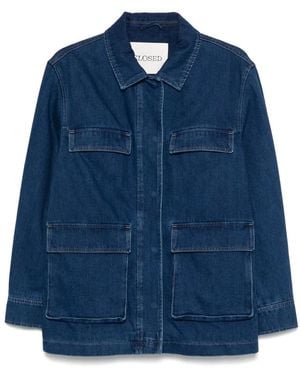 Closed Jassen ,Blauw ,Katoen Field Jacket