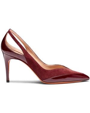 Santoni Pumps Met Hoge Hak Van Lakleer En Suède - Rood