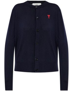 Ami Paris Wollcardigan mit logo - Blau
