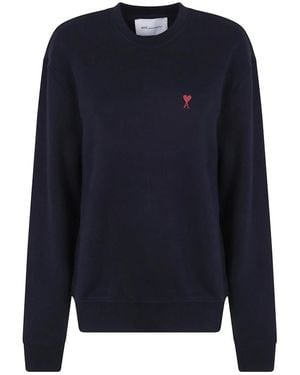 Ami Paris Round-Neck Knitwear - Bleu