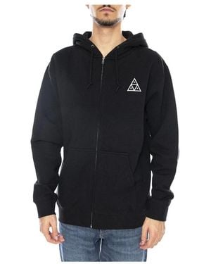Huf Hoodies & Sweatvesten ,Zwart ,Katoen Zip-Throughs