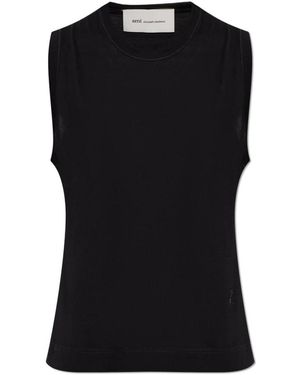 Ami Paris Top Met Geborduurd Logo - Zwart