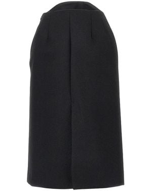 Jil Sander Sablé Wollen Midirok - Zwart