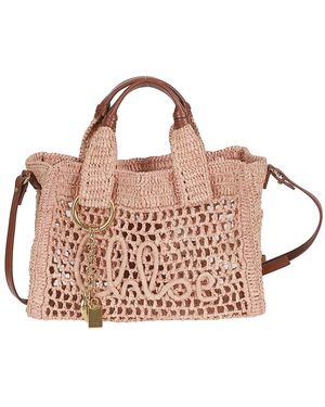 Chloé Tassen ,Bruin ,Leer Kleine East-West Tote Bag Met Band - Roze