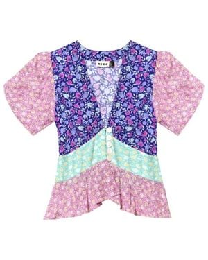 RIXO London Top Abotonado Reine - Paars