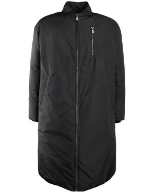Add Jassen ,Zwart ,Leer Oversized Lange Bomber Met Donsvulling