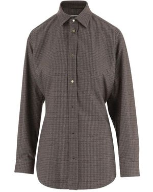 DARKPARK Overhemden ,Bruin ,Polyester Gestreepte Stretch Viscose-Mix Blouse - Grijs