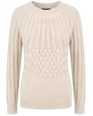 Moorer Round-Neck Knitwear - Natural
