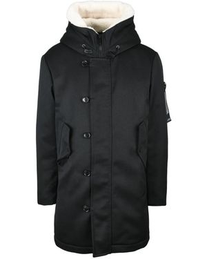 Peuterey Jassen ,Zwart ,Wol Ecofur Parka Met Rits En Knopen
