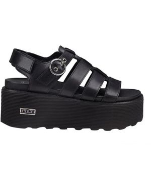 Cult Schoenen ,Zwart ,Zwarte Nancy Sandalen Platform Cut-Out