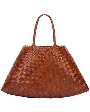 Dragon Diffusion Tassen ,Bruin ,Leer Santa Croce Grote Geweven Leren Tas