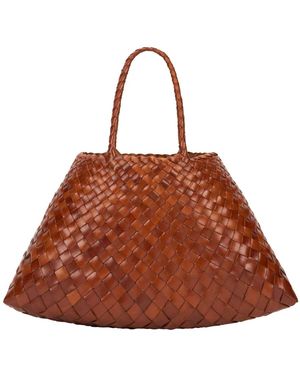 Dragon Diffusion Tassen ,Bruin ,Leer Santa Croce Grote Geweven Leren Tas