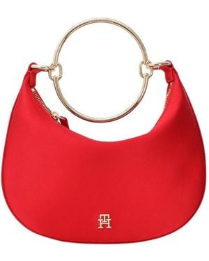 Tommy Hilfiger Satijnen Hobo Tas Met Armbandhengsel - Rood