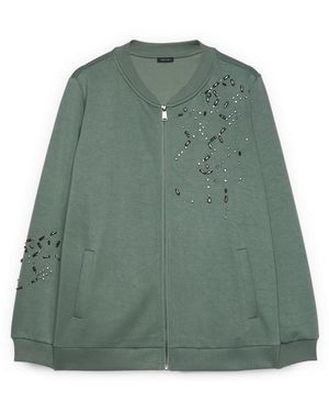 FIORELLA RUBINO Hoodies & Sweatvesten ,Groen ,Katoen Bomber Sweatshirt Met Lichtgevende Applicaties