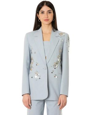 Isabelle Blanche Jassen ,Blauw ,Polyester Blauwe Cashmere Geborduurde Blazer