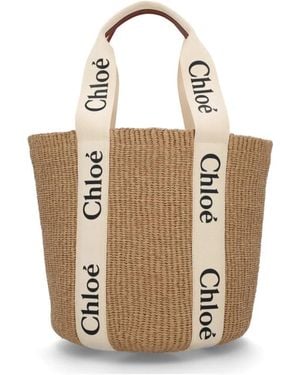 Chloé Woody Große Korbtasche - Mettallic