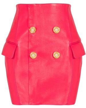 Balmain Rokken ,Roze ,Leer Korte Rok Van Lamsleer