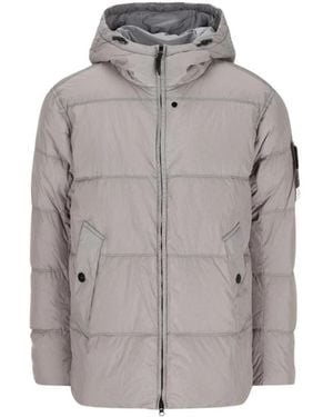 Stone Island Jassen ,Grijs ,Nylon Logo Nylon Blouson Jas