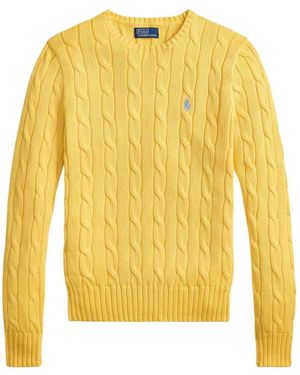 Ralph Lauren Truien & Vesten ,Geel ,Cable Knit Crewneck Sweater