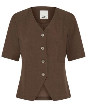 Ichi Jassen ,Bruin ,Blazer Met Korte Mouwen