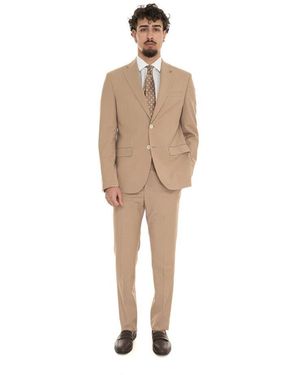 Paoloni Single Breasted Suits - Natural