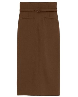 Ami Paris Midi Rok Met Riem - Bruin