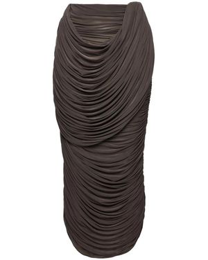 Magda Butrym Rokken ,Bruin ,Gedrapeerde Zijden Midirok