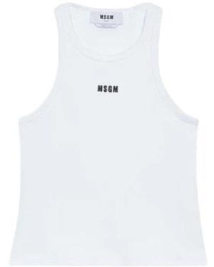 MSGM Geripptes Baumwoll-Trägertop - Weiß
