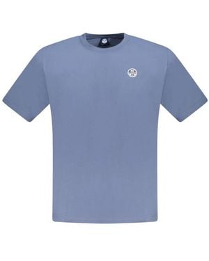 North Sails Tops ,Blauw ,Katoen T-Shirt Met Korte Mouwen En Ronde Hals