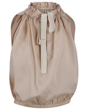 Patou Top Met Gerimpelde Kraag - Naturel