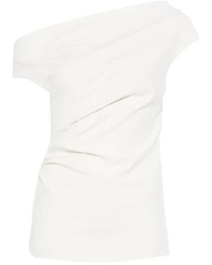 P.A.R.O.S.H. P.A.R.O..H. ,Tops ,Wit ,Blusa Crepe Stretch Modello Monospalla Maniche Corte