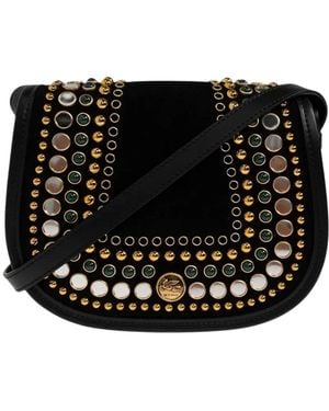 Etro Tassen ,Zwart ,Leer Caccetta Studded Suede Crossbody