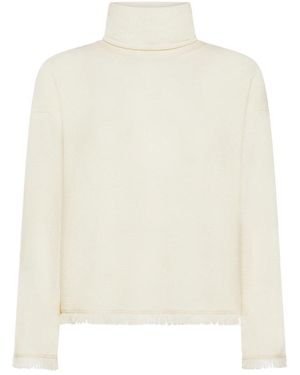 Sun 68 Turtleneck Pullover Mit Fransen - Weiß