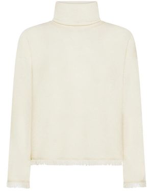 Sun 68 Turtleneck Pullover Mit Fransen - Weiß