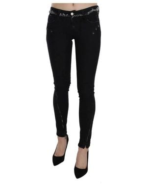 CoSTUME NATIONAL Low Waist Zipper Leg Skinny Denim Jeans - Schwarz