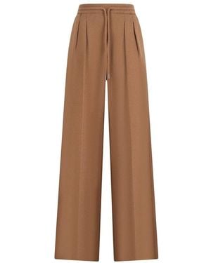 Max Mara Broeken ,Bruin ,Wol Mxsfunale Wide Broeken