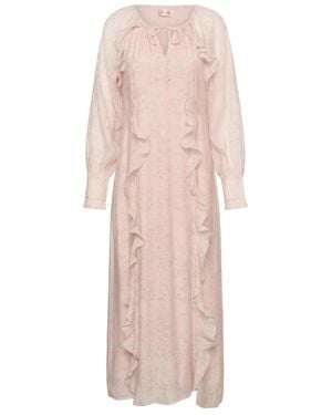 Cream Maxi Dresses - Pink